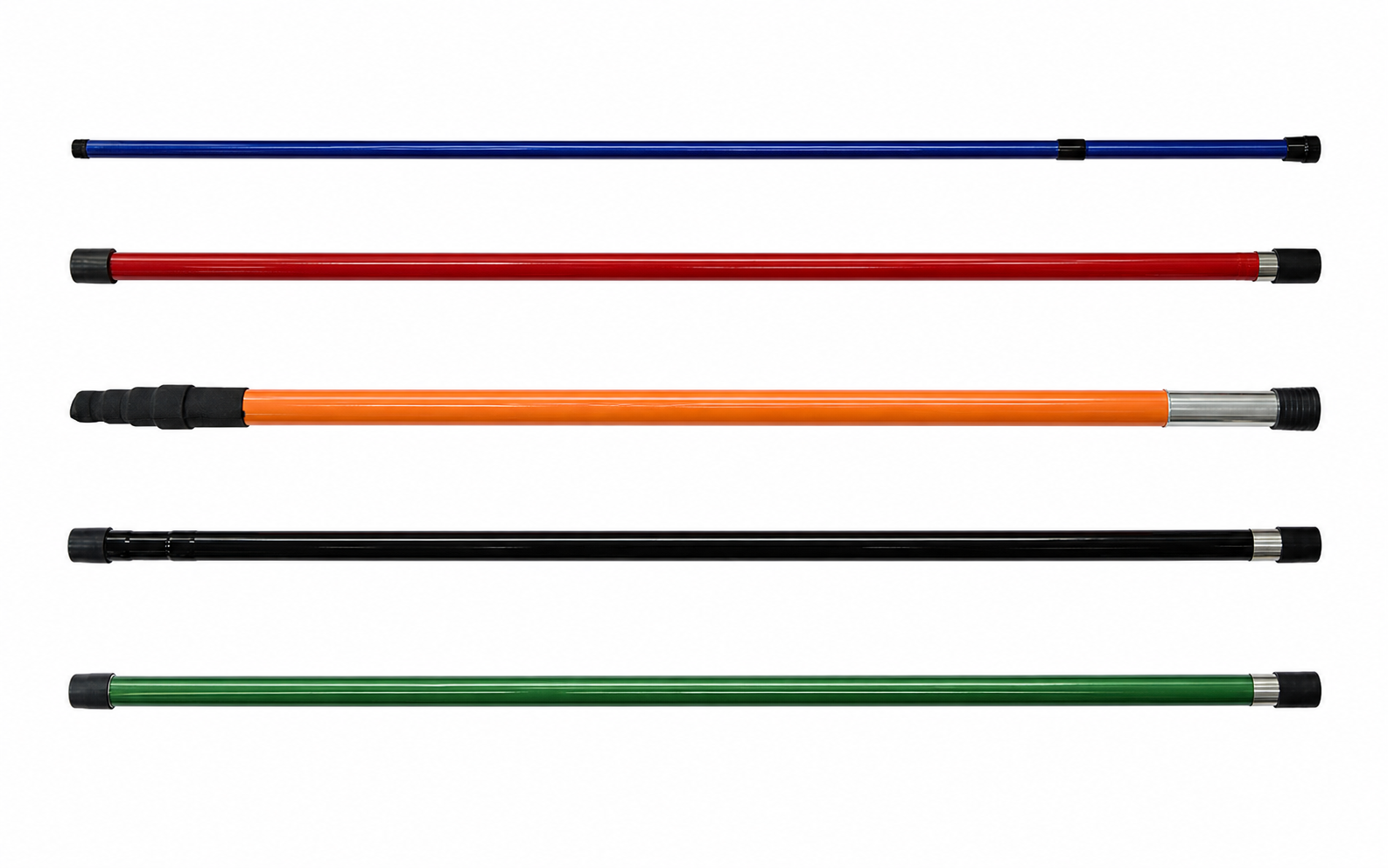 Telescopic pole product options on a clean white background